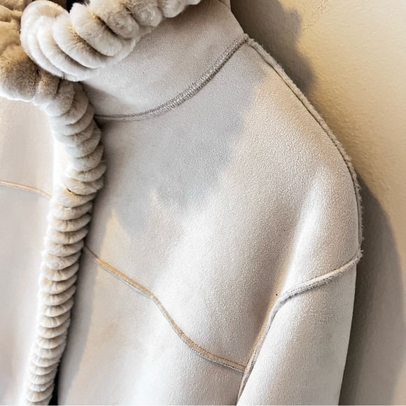 Faux Suede Ranch Sherpa Teddy style coat Faux Fur Lining Size M/L Liz Claiborne - Picture 4 of 15